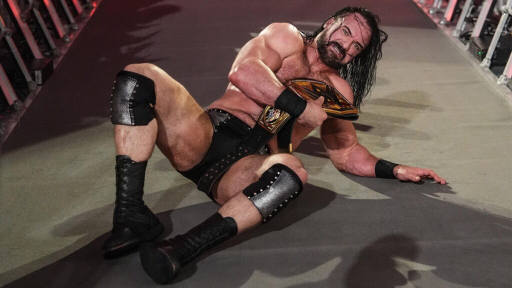 Drew McIntyre holding WWE Championship