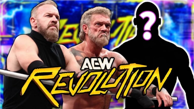 AEW Revolution 2026 logo with Adam Copeland and Christian Cage