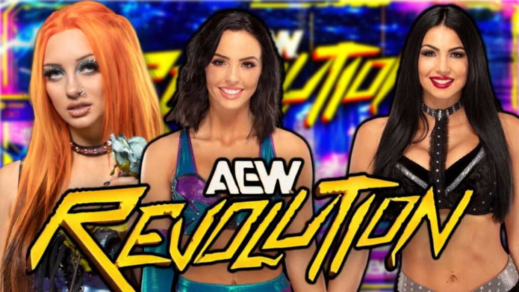AEW Revolution logo with Priscilla Kelly and The IInspiration