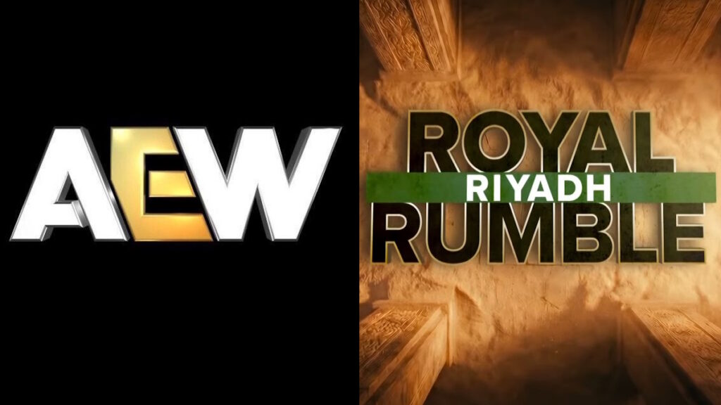 AEW and WWE Royal Rumble logos
