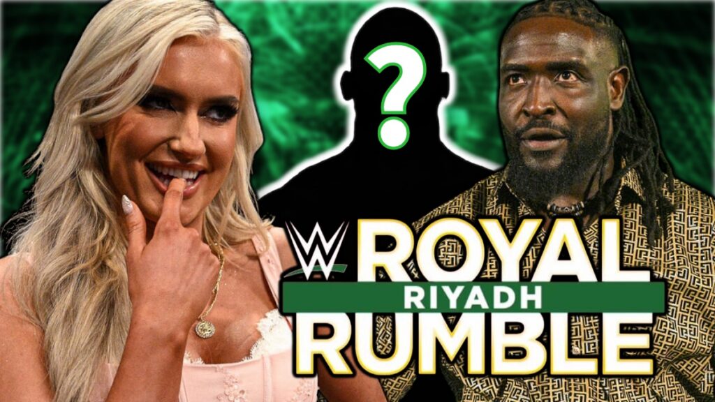 WWE Royal Rumble logo with Blake Monroe and Oba Femi