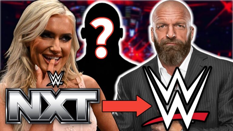 Triple H, Blake Monroe with WWE and NXT logos