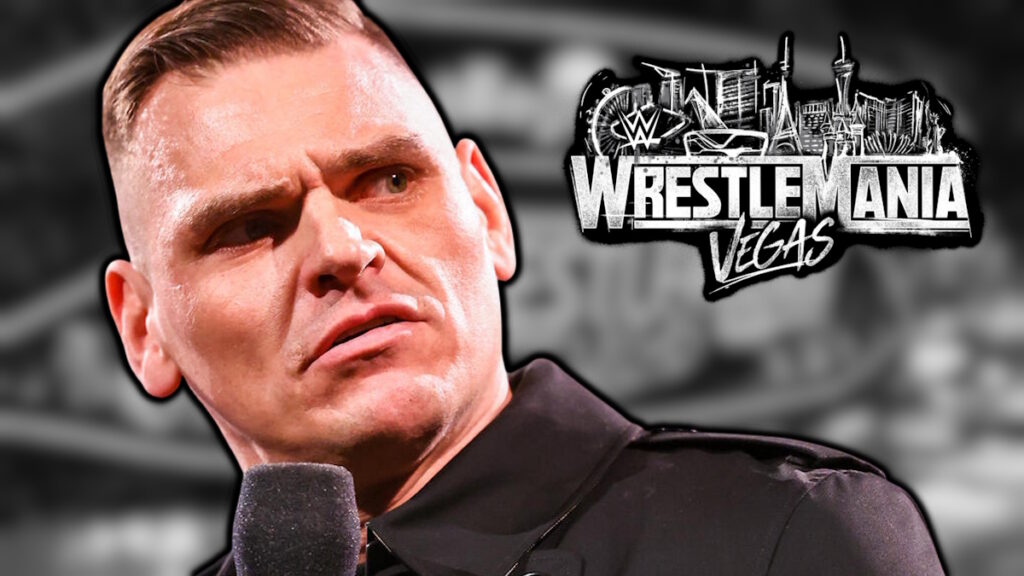 GUNTHER and WWE WrestleMania 42 logo