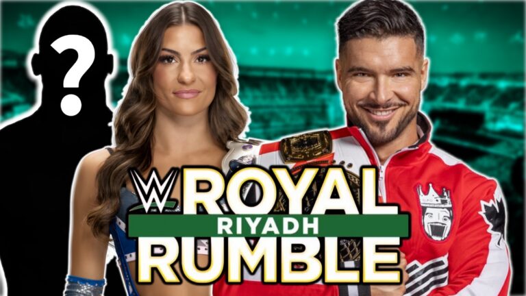 WWE Royal Rumble logo with Ethan Page and Kendal Grey