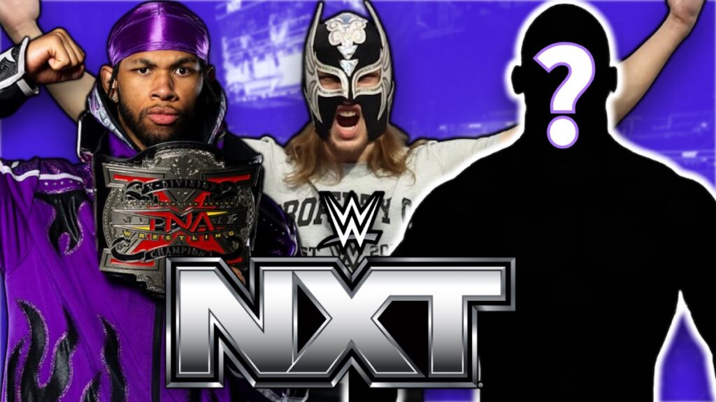 WWE NXT logo with Leon Slater and Elio LeFleur