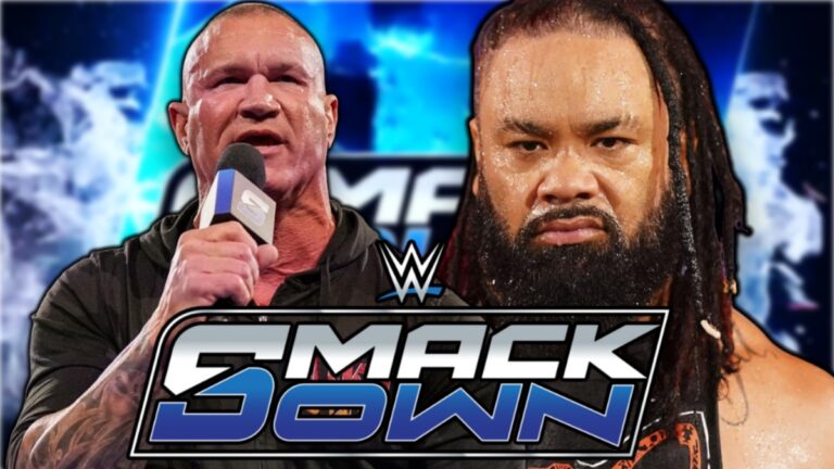 WWE SmackDown logo next to Randy Orton and Jacob Fatu
