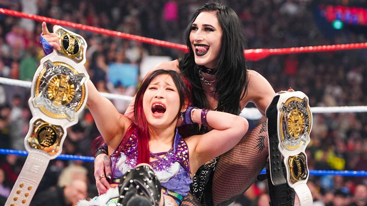 WWE Women's Tag Team Champions Rhea Ripley and IYO SKY