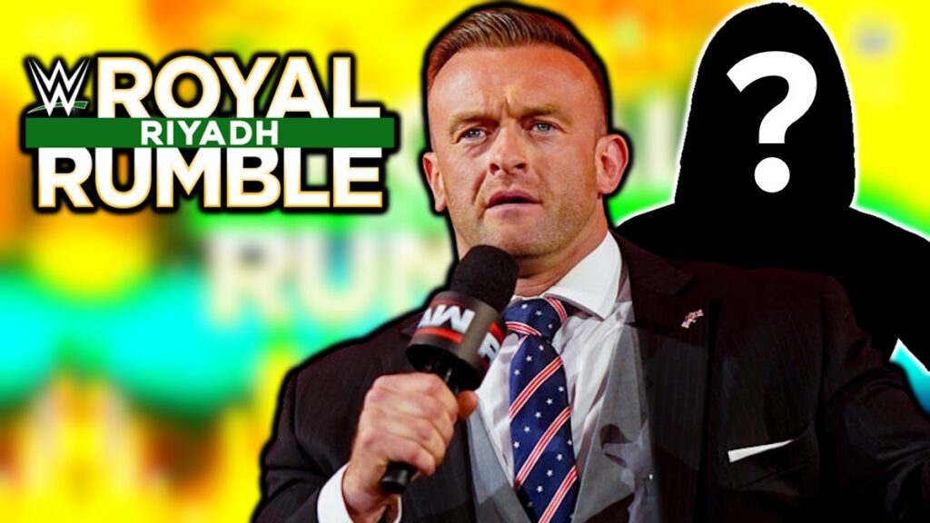 Nick Aldis and WWE Royal Rumble logo