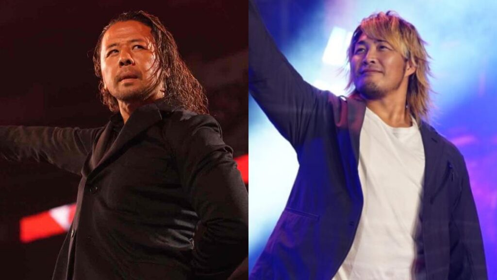 WWE's Shinsuke Nakamura, next to NJPW's Hiroshi Tanahashi in AEW