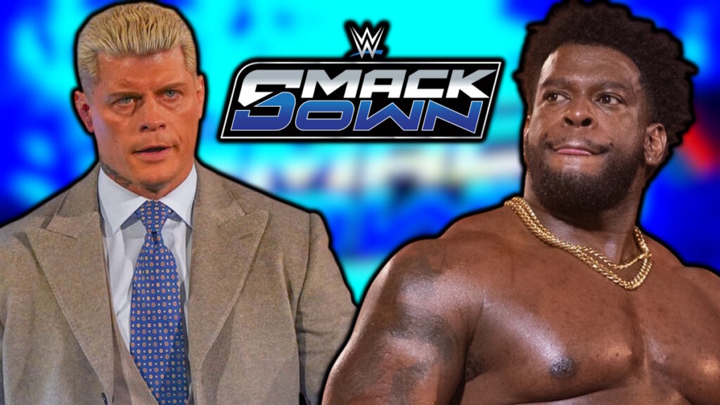 WWE SmackDown logo, Cody Rhodes and Powerhouse Hobbs