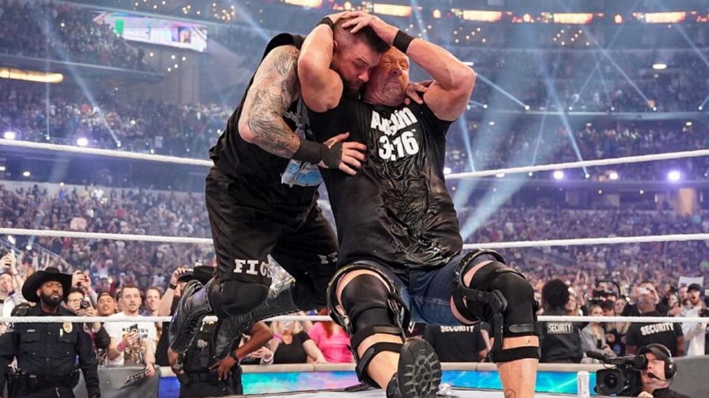 Stone Cold Steve Austin and Kevin Owens and WWE WrestleMania 38