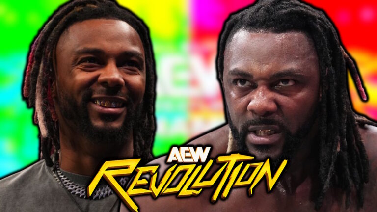 AEW Revolution logo and Swerve Strickland