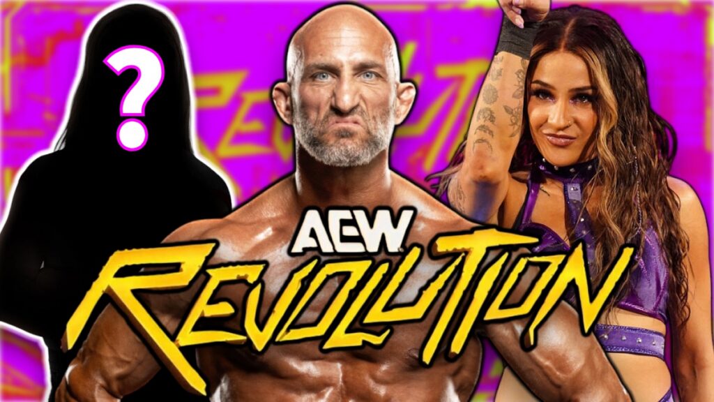 AEW Revolution logo with Tommaso Ciampa and Dakota Kai