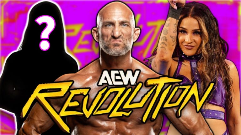 AEW Revolution logo with Tommaso Ciampa and Dakota Kai