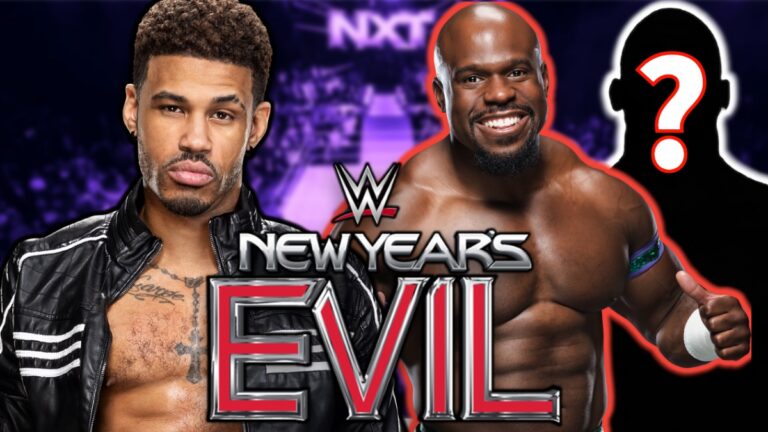 WWE NXT New Year's Evil logo with Wes Lee and Apollo Crews