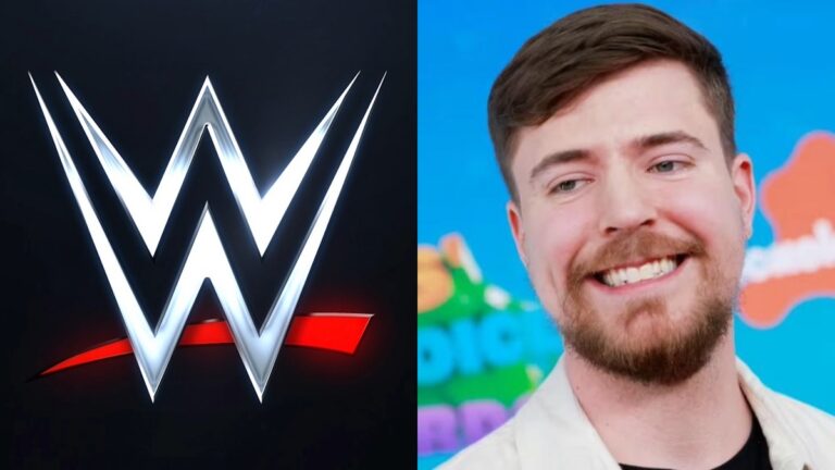 WWE logo and Mr. Beast