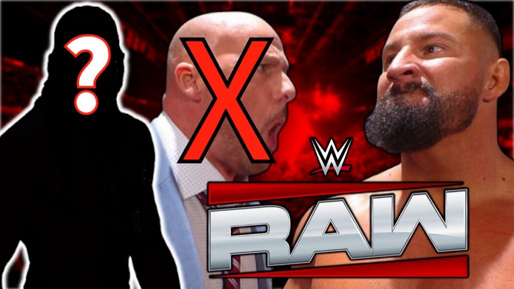 WWE Raw logo with Adam Pearce and Bron Breakker