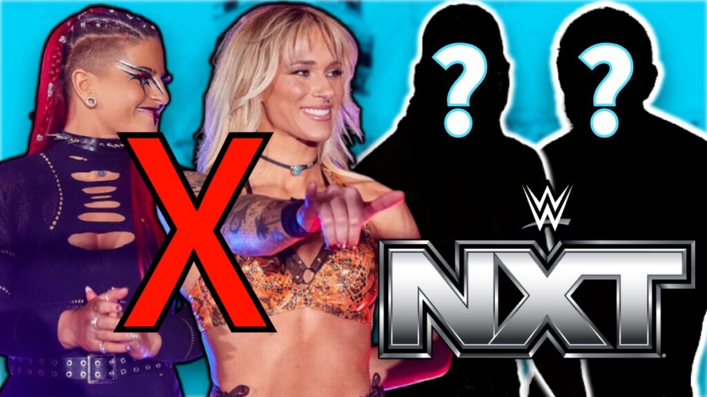 WWE NXT logo with Zaria and Sol Ruca