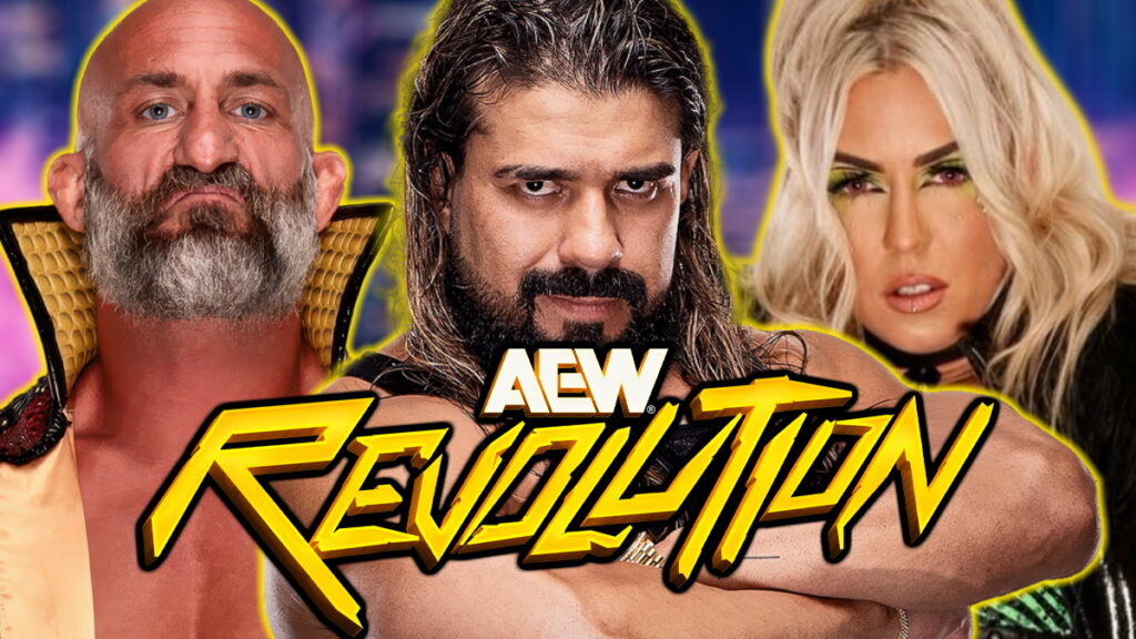 AEW Revolution logo with Thekla, Andrade El Idolo and Tommaso Ciampa