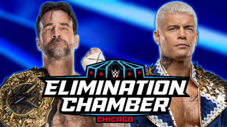 CM Punk and Cody Rhodes with WWE Elimination Chamber 2026 logo