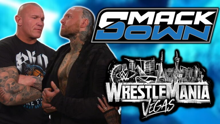 WWE SmackDown & WrestleMania 42 logos with Randy Orton & Aleister Black