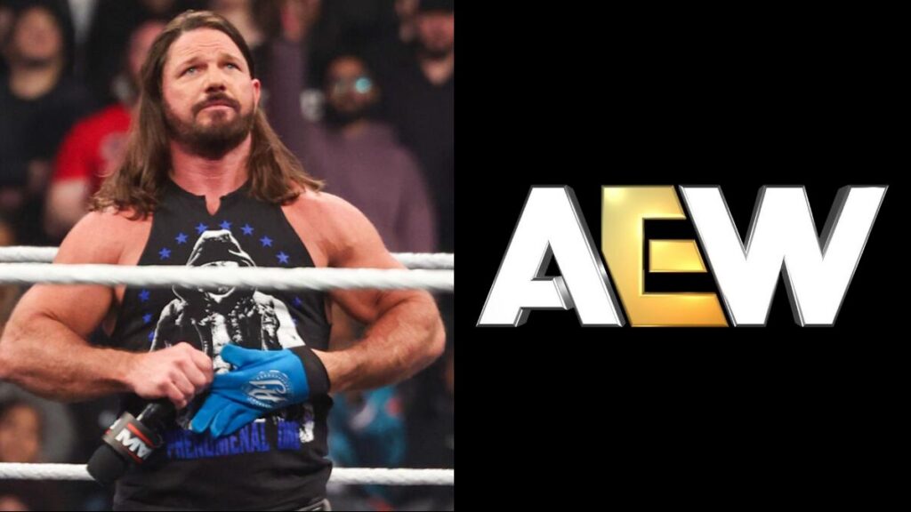 AJ Styles on WWE Raw next to the AEW logo