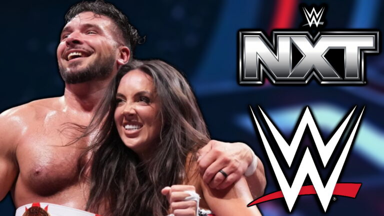WWE and NXT logos with Ethan Page and Chelsea Green