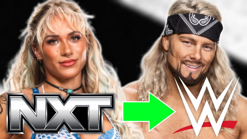 WWE and NXT logos with Sol Ruca and Lexis King