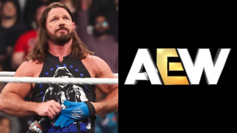 WWE star AJ Styles and AEW logo