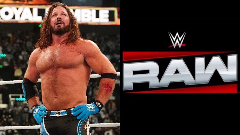AJ Styles and WWE Raw logo