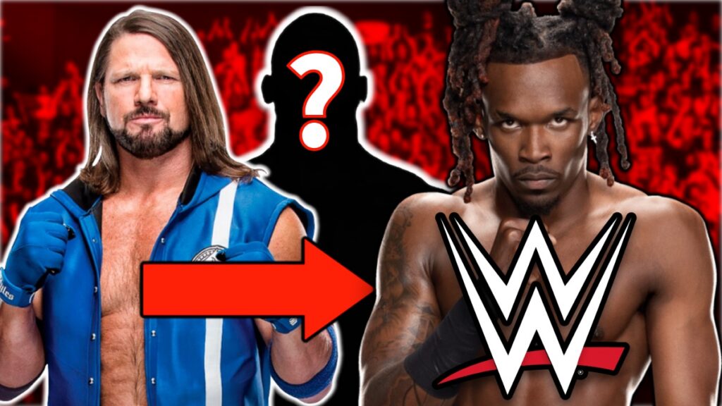 WWE logo with e'Von Evans and AJ Styles