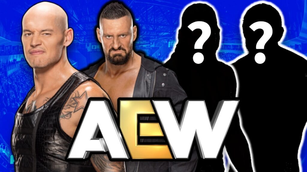 AEW logo with Bishop Dyer and Donovan Dijak