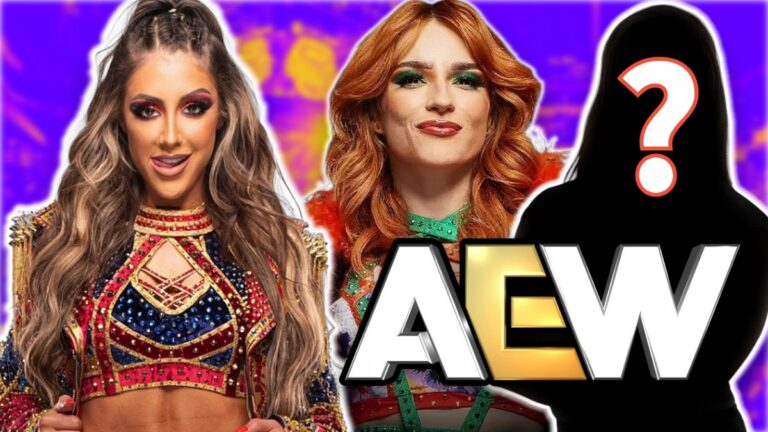 AEW logo with Jamie Hayter and Britt Baker