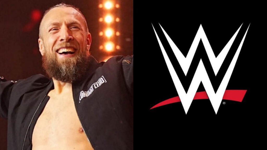 AEW star Bryan Danielson and WWE logo