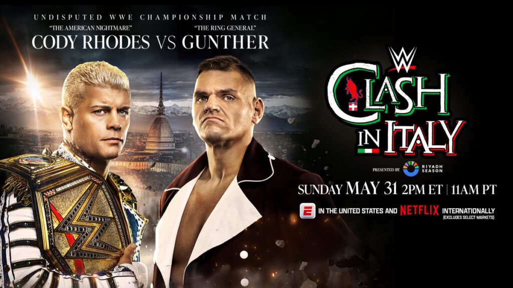 GUNTHER and Cody Rhodes WWE Clash in Italy poster