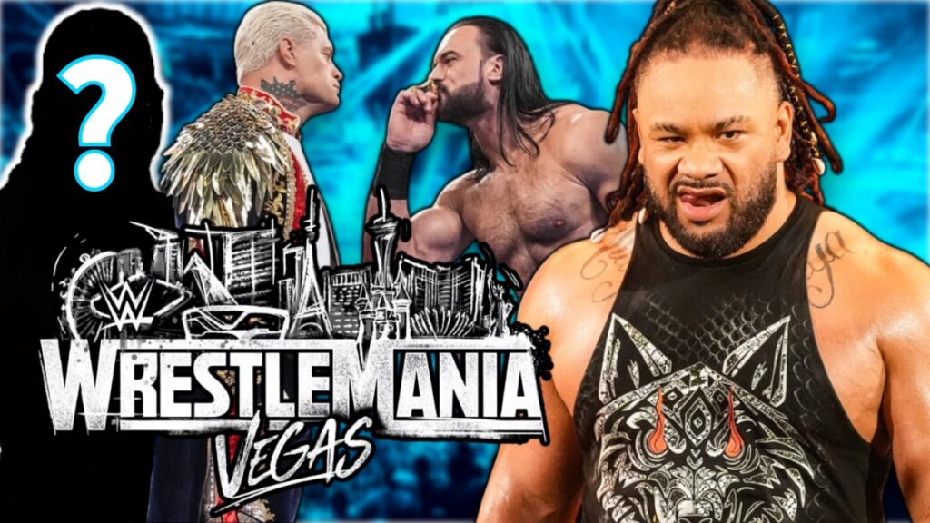 WWE WrestleMania 42 logo with Drew McIntyre and Cody Rhodes