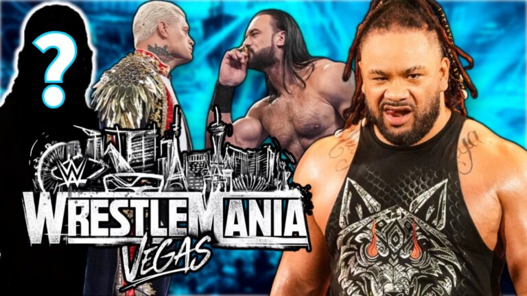 WWE WrestleMania 42 logo with Drew McIntyre and Cody Rhodes