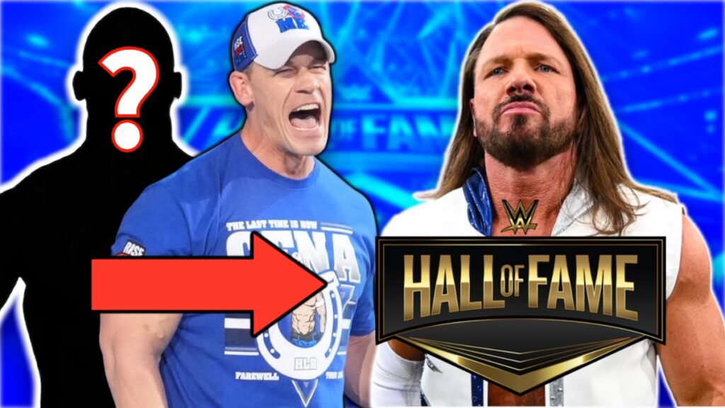 WWE Hall of Fame logo with John Cena and AJ Styles