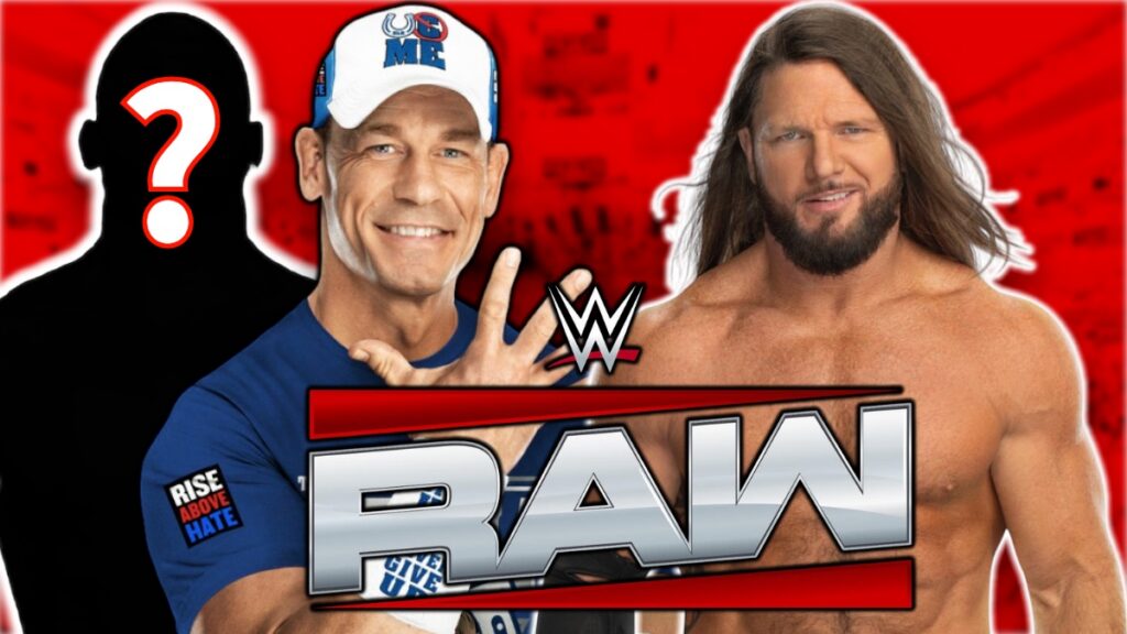 WWE Raw logo with AJ Styles and John Cena