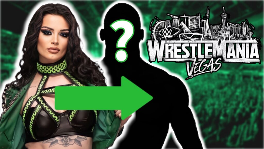 Former WWE star Paige with the WrestleMania 42 logo