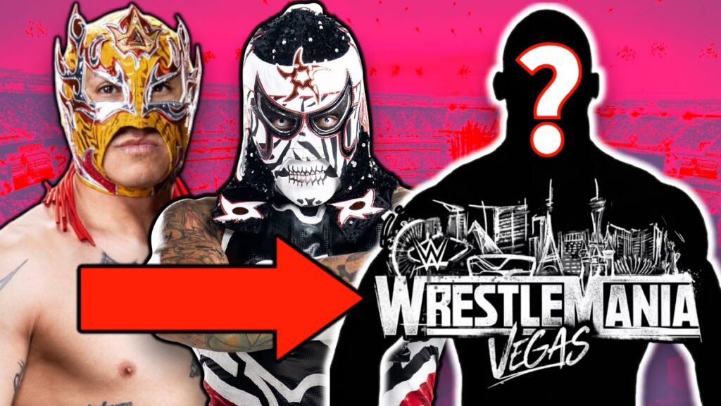 WWE WrestleMania 42 logo with Penta and Rey Fenix