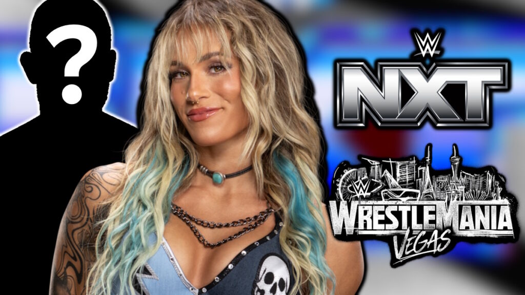 Sol Ruca, WWE NXT and WrestleMania logos