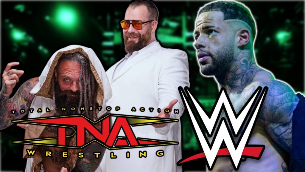 TNA Wrestling and WWE logos with The Righteous and Trey Miguel
