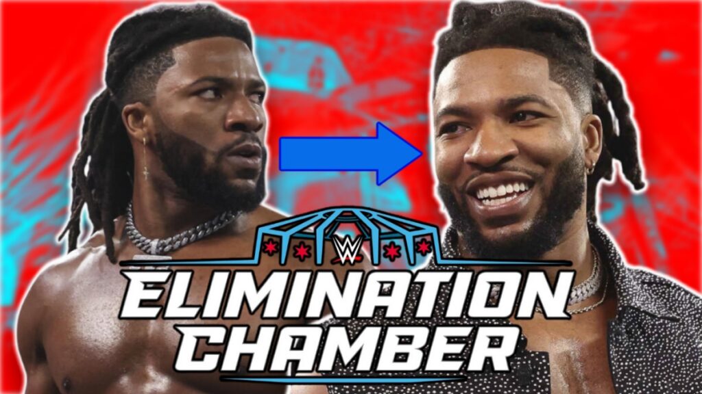WWE Elimination Chamber logo with Trick Williams