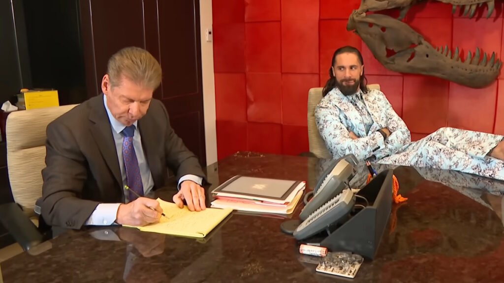 WWE star Seth Rollins and Vince McMahon
