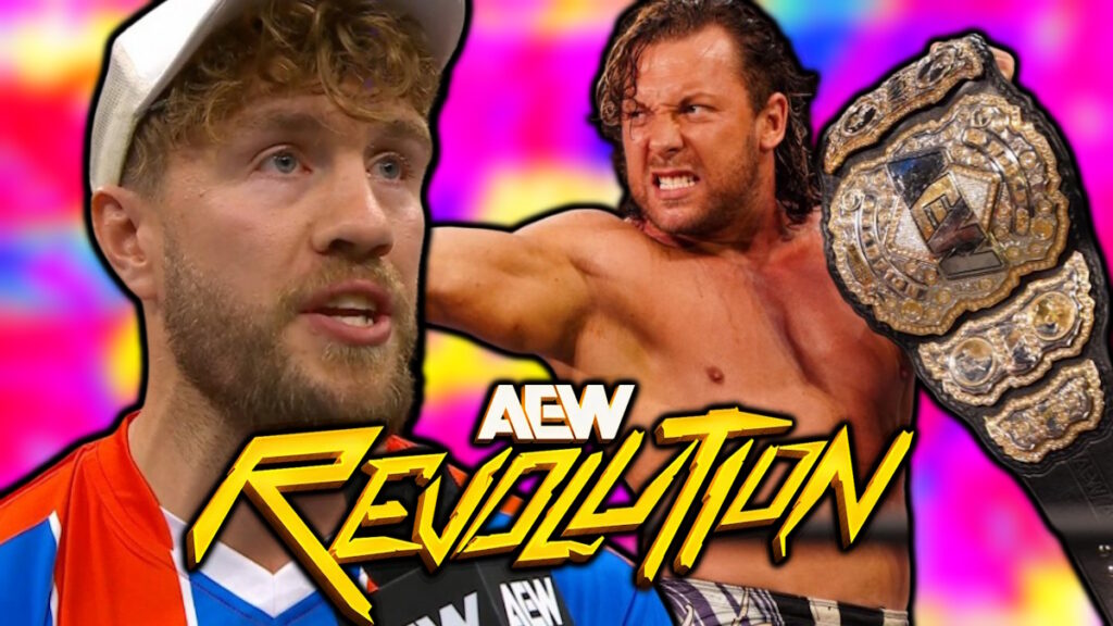AEW Revolution logo, Will Ospreay and Kenny Omega