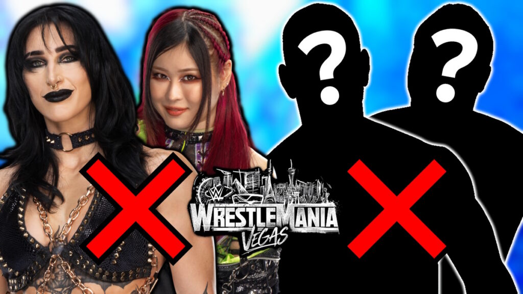 WWE WrestleMania 42 logo, Rhea Ripley and IYO SKY