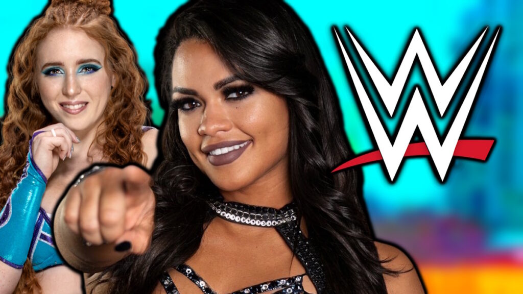 WWE logo, Notorious Mimi and Nikki Blackheart