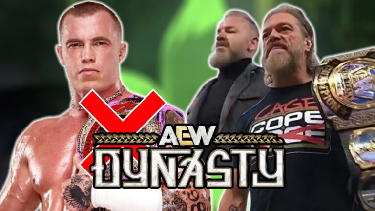 AEW Dynasty logo with Adam Copeland, Christian Cage and Kyle Fletcher