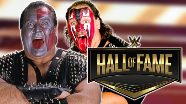 Demolition Smash and Ax with the WWE Hall of Fame logo